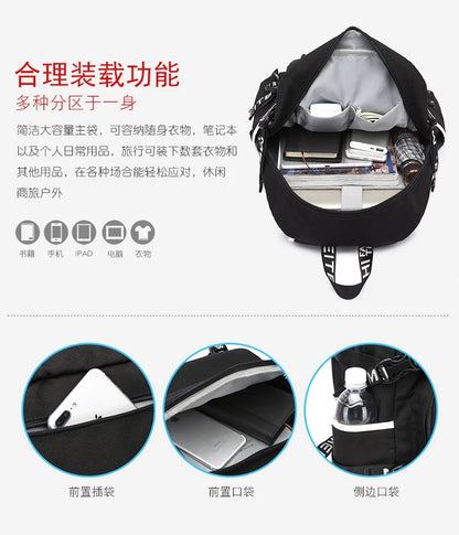 Mochila Fortnite de Grande Capacidade, Saco de Ombro Casual com Porta USB, Unissexo, Estilo Anime, para Estudantes, Nova Mala Escolar Elegante, Presente de Papelaria