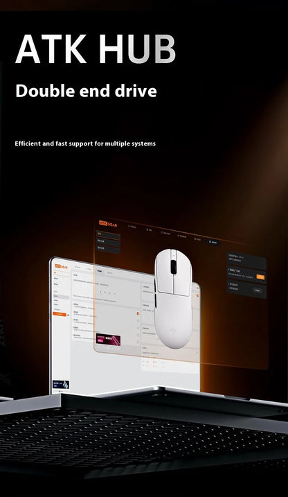 ATK A9 Ultra Wireless Gaming Mouse Tri-Mode 8K, 53g Lightweight Gaming Mouse with Bluetooth, 2.4GHz & Wired, Esports Mouse for PC