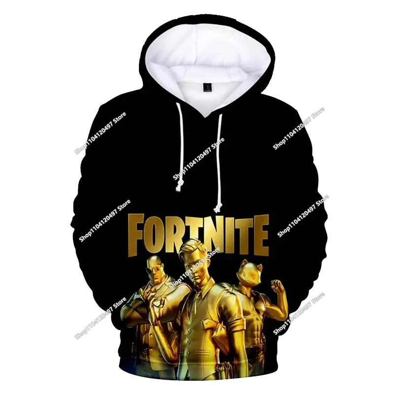 Суитшъри с качулка за момчета и момичета Fortnite, детски пуловер с 3D принт, суитшъри Battle Royale за мъже, есенна модна детска дреха