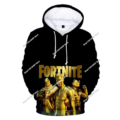 Суитшъри с качулка за момчета и момичета Fortnite, детски пуловер с 3D принт, суитшъри Battle Royale за мъже, есенна модна детска дреха