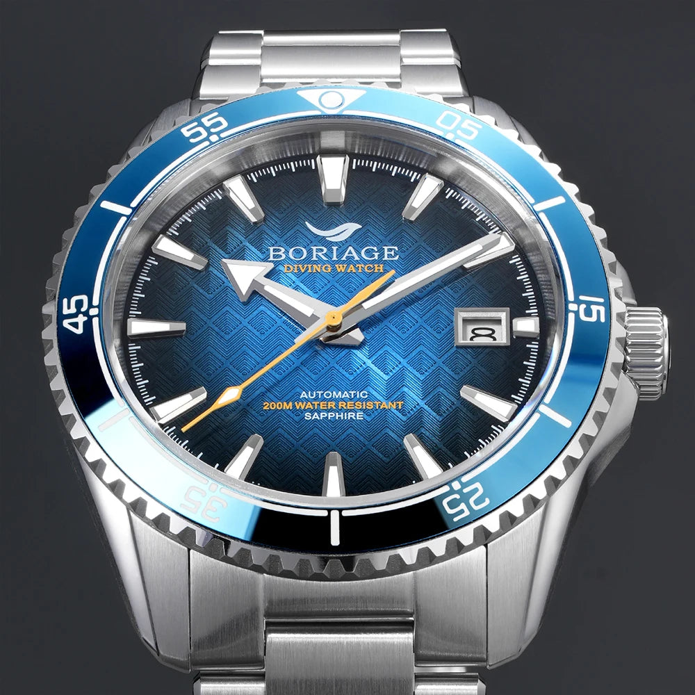 BORIAGE Fully automatic mechanical diving watch, 200m Water Resistance Miyuda 9015 movement men's watch