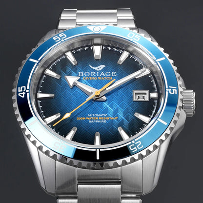 BORIAGE Fully automatic mechanical diving watch, 200m Water Resistance Miyuda 9015 movement men's watch