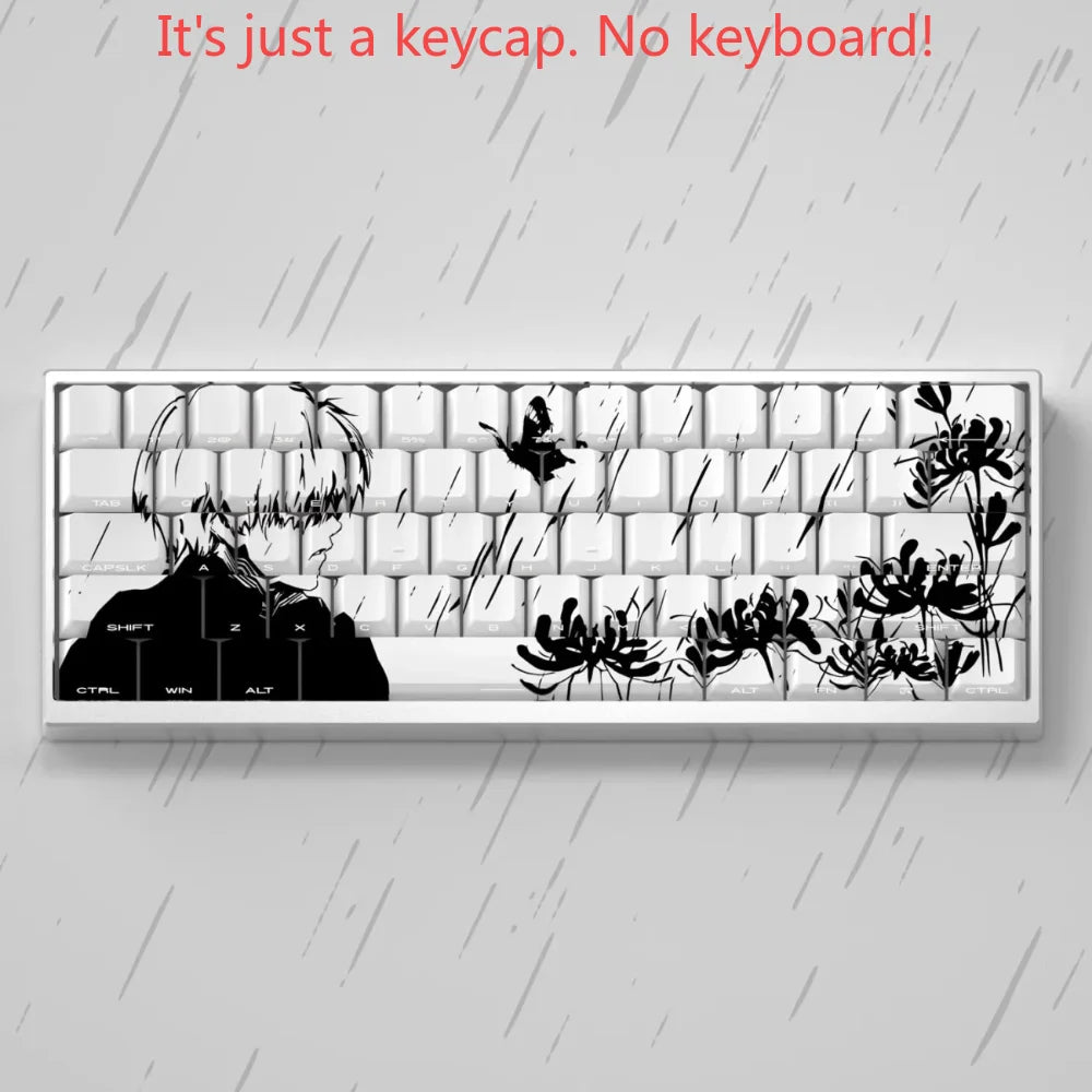 Sakura Raven Keycaps Cherry Side-engraved Translucent Keycaps PBT 129 Keys for Wooting 68/84/87/104 Mechanical Keyboards.