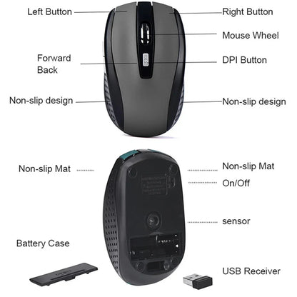 2.4G Wireless Mouse, 7500 DPI, 6 Buttons, 4-Ways Scroll Optical Gaming Mouse, Ergonomic Design For Desktop & Macbook PC Laptop