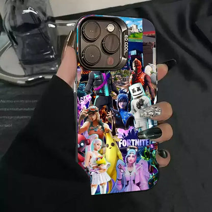 1pc Game F-Fortnite Phone Case IMD Color Silver Shell For iPhone 16, 15, 14, 13, 12, 11 Pro Max Plus