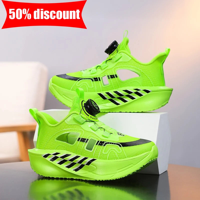 Children's Running Shoes Comfortable Mesh Boys Outdoor Training Shock-Absorbing Tennis Shoes New Hollow Breathable Casual Shoes