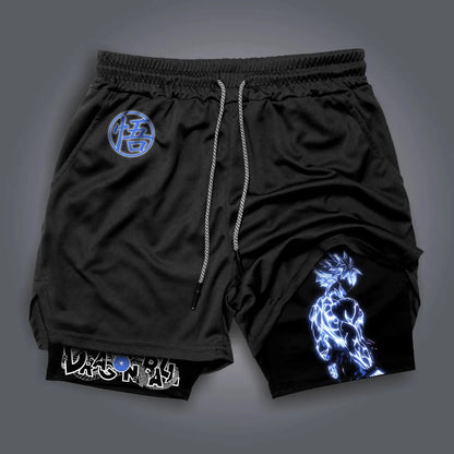 Dragon Ball Peripherie bedruckte Double-Shorts Majin Buu GOKU – amerikanische Sport-Shorts, bequeme, lockere und atmungsaktive Sommerhose für Herren