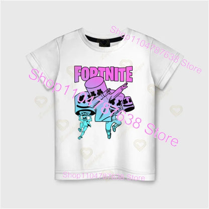 Peely Fortnite T-Shirt Round Neck Summer Short Sleeve Battle Royale Streetwear Top for Casual Wear