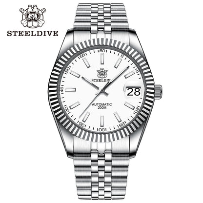 STEELDIVE Turquoise SD1933 Water Ghost Watch 200m Waterproof Sapphire Date NH35 Automatic Mechanical Watch with Bracelet