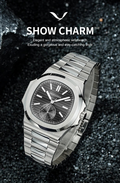 Relógio masculino ultrafino Specht & Söhne New Classic 40.8MM, movimento Japan VH60, vidro de safira, relógio desportivo 5980, resistente à água 50M