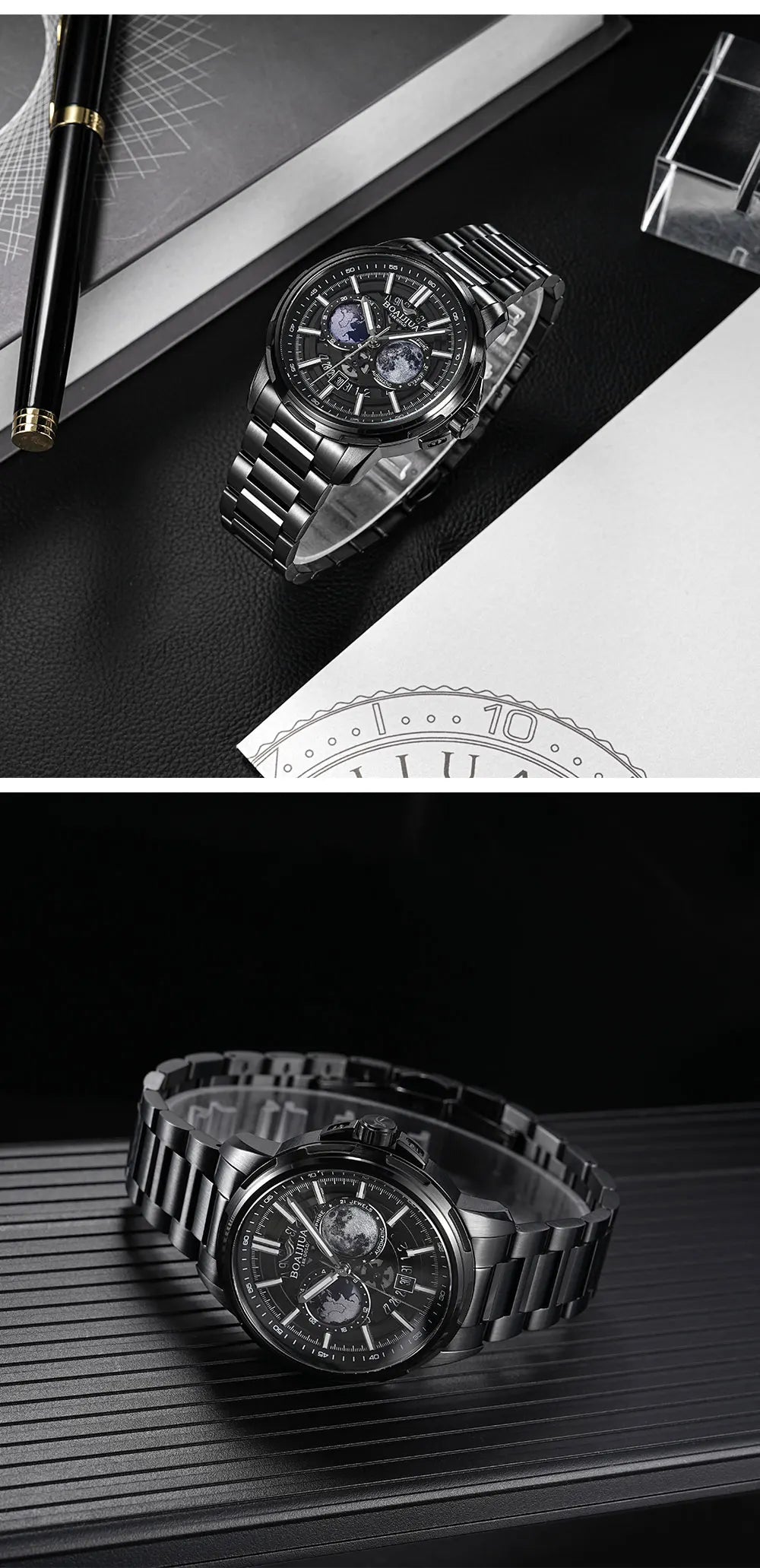 BORIAGE(BOAIJIUA) Automatic Mechanical Watch Creative Starry Sky Watch Water Resistant  Mechanical Watches Birthday Gift for Men
