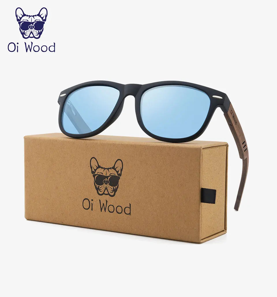 Oi Wood Sunglasses Polarized Black Walnut Wood Sunglasses for Man Polarized High Quality Sun Glasses Men UV400 Eyewear