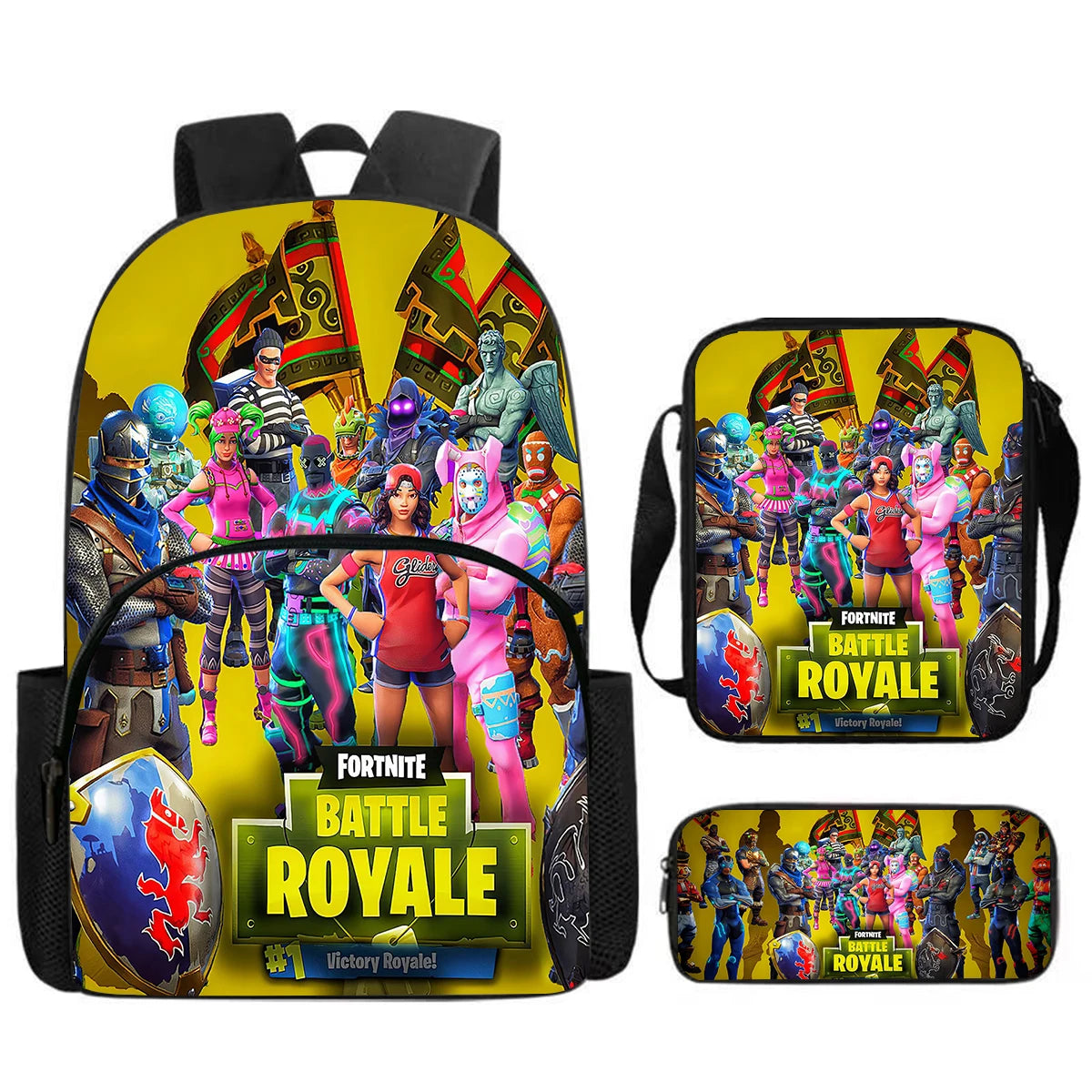 Fortnite 3Pcs Bag Set, Backpack with Front Pocket, Crossbody Bag and Pencil Case, Boys and Girls The Best Gift for Children