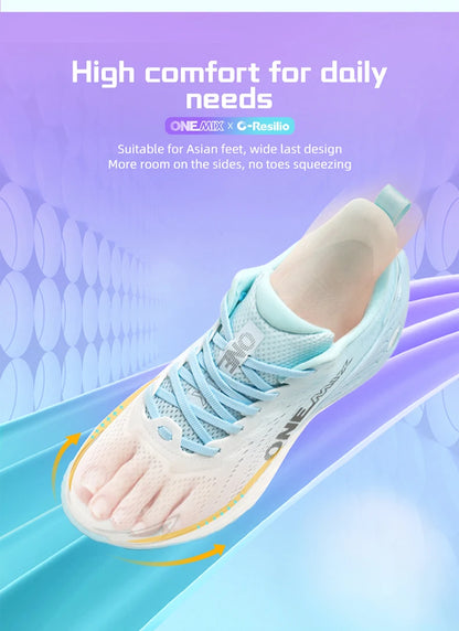 O-Resilio Running Shoes Men Cushion Stability Outdoor Sports Casual Mesh Lace-Up Lightweight Gym Jogging Sneakers