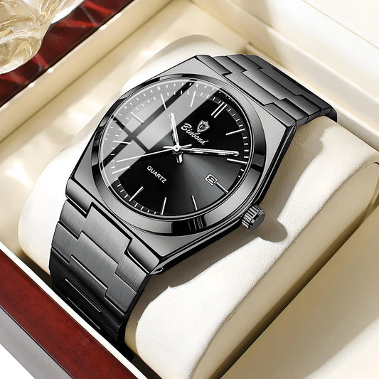 UTHAI Men Watch Light Luxury Brand Stainless Steel Calendar Waterproof Male Business Leisure Fashion Quartz Clock Watch