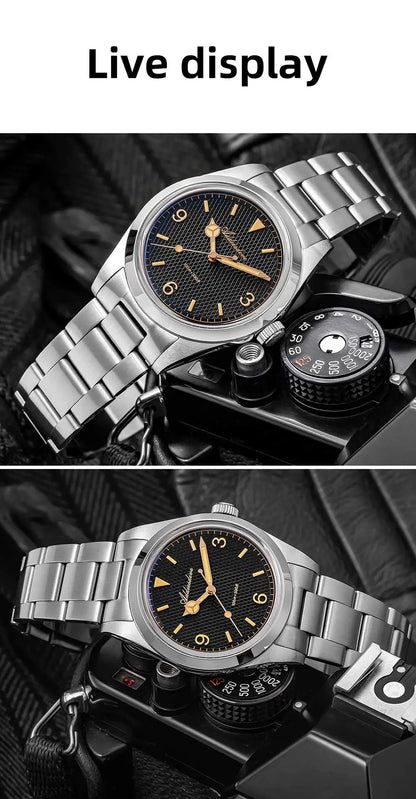 ADDIESDIVE New Men's Analog Watch Bubble Mirror Glass 100m Luminous Men's Quartz Watches with Stainless Steel Bracelet AD2096