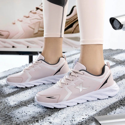 Xtep Running Shoes Non-Slip Soft Women’s Sports Shoes Leather Upper Shock Absorption Female Sneakers 879318110073