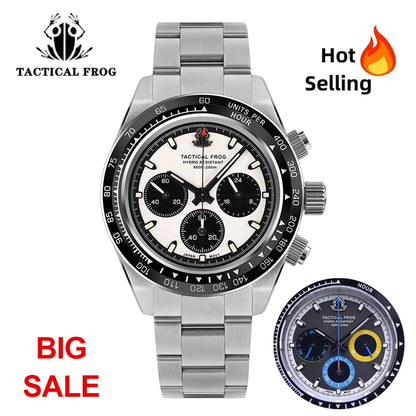 Tactical Frog Quartz Watch VS75 Solar Chronograph Sapphire 200m Waterproof Luxury Watch Luminous Quartz Movement 41mm Mens Watch