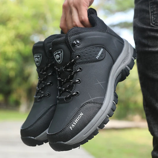 Retro Men’s Hiking Boots for Spring and Autumn, Comfortable Breathable Anti-Slip Hiking Shoes, Outdoor Camping Waterproof Work Shoes, Sizes 39-46