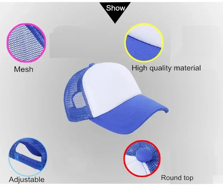 Unisex Cheaper 5 Panel Trucker Hat For Adult Summer Net Baseball Cap Men Women Blank Mesh Adjustable Sun Hat Visor