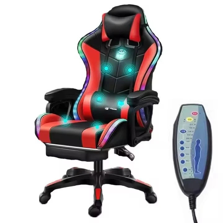 RGB Massage Gaming Chair Adjustable Racing Computer Gaming Chair with Ergonomic Design, Reclining Gamer Chair for Office, PC Gaming & Home Setup