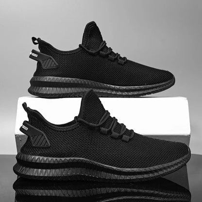 Antislip casual herensneakers, ademend, voor buiten, joggen, training, wandelen, sport, hardlopen, outdoor, geweven, gebreid, veterschoenen