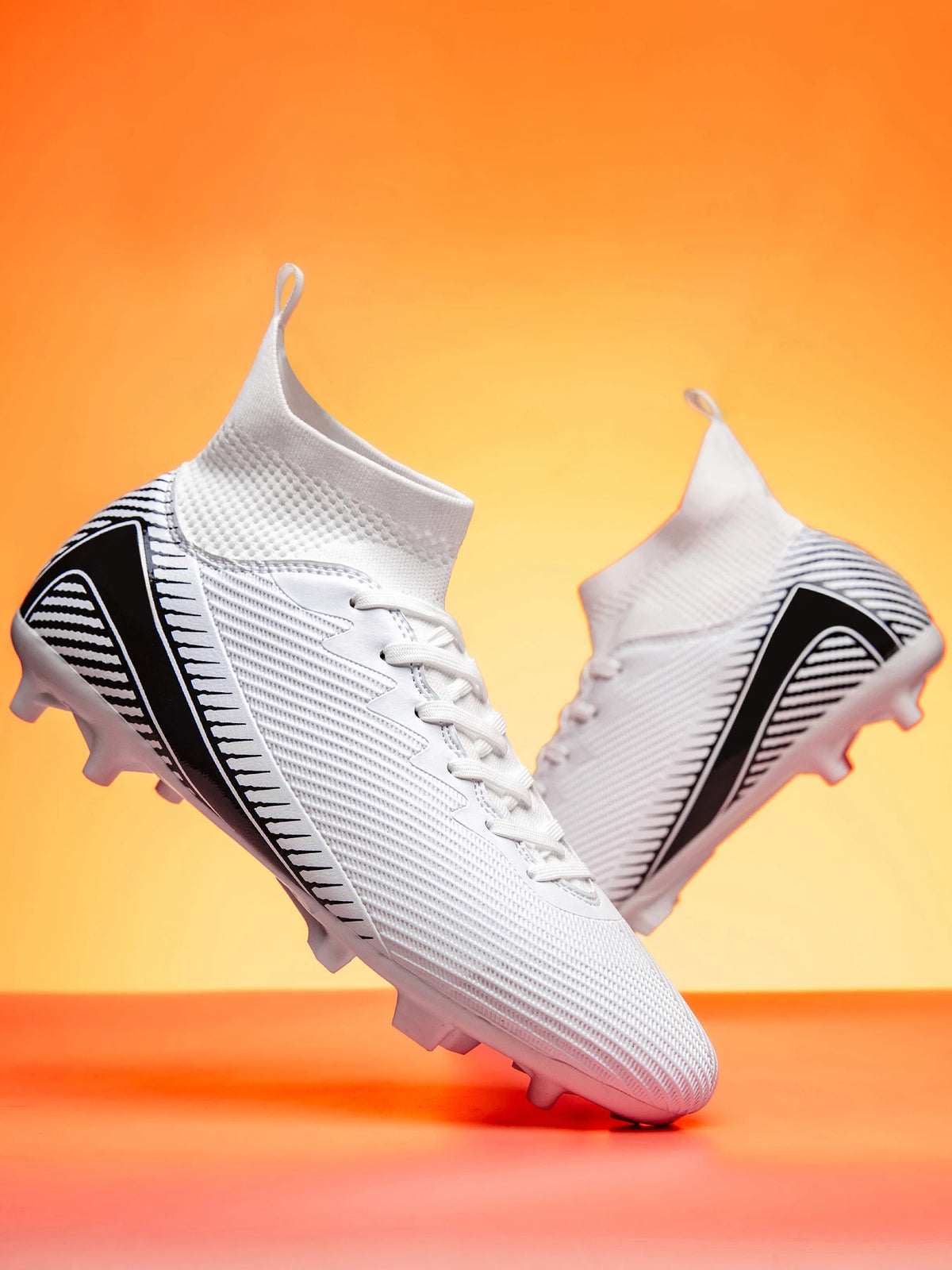 Chaussures de football pour adultes débutants AG FG, tige extensible en PU, coussin en TPU, crampons longs antidérapants, durables, pour entraînement sur gazon, niveau d'entrée