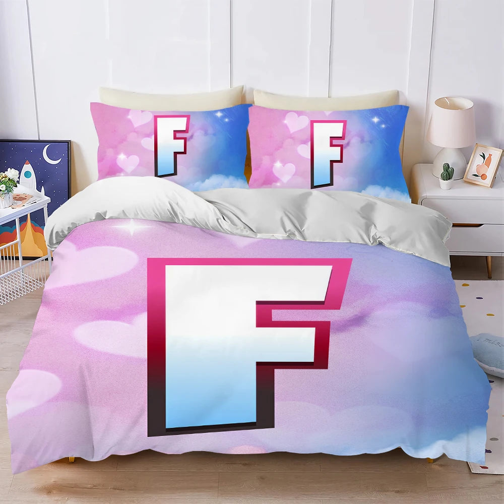 Battle game F-Fortnite Duvet Cover Set Soft Wash Bed 3 Piece Summer Comfortable Student Dormitory Home Baby Bedding Best seller
