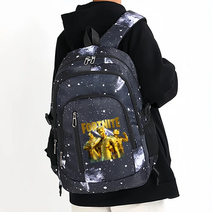 Fortnite Starry Sky Backpack Large Capacity Waterproof Laptop Bag Game Character Print Student Pack Boys and Girls Back to School Bag