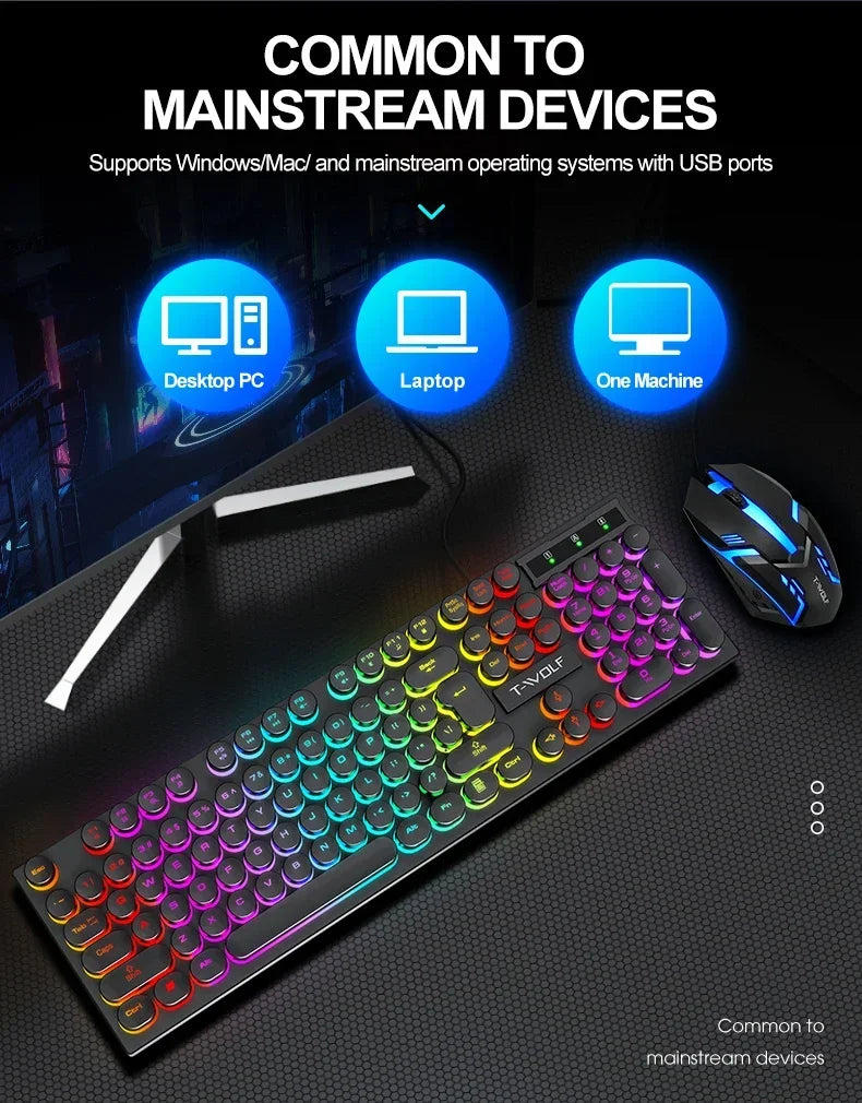 2026NEW RGB Gaming Mechanical Keyboard USB Wired 104 Keys Keyboard Backlit Black Red Blue Light for Computer Laptop Pro Keyboard