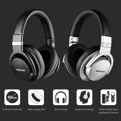 Takstar PRO82 Cuffie Monitor Professionali – Headset da Studio Cablato HiFi Stereo per Registrazione, Gaming e Suono di Precisione con Bassi Regolabili