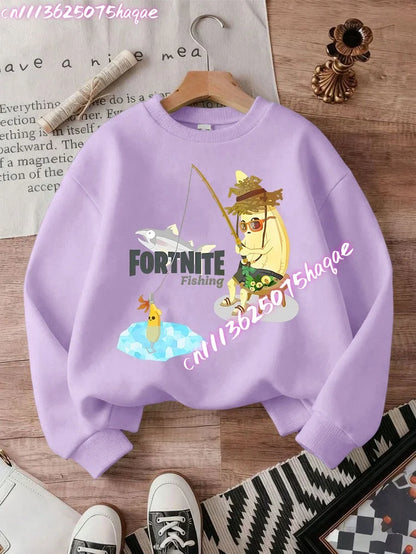 New Fortnite Kids Sweatshirts Cartoon Game Character Printed Hoodie Autumn Casual Children’s Tops Winter Baby Boys Clothing