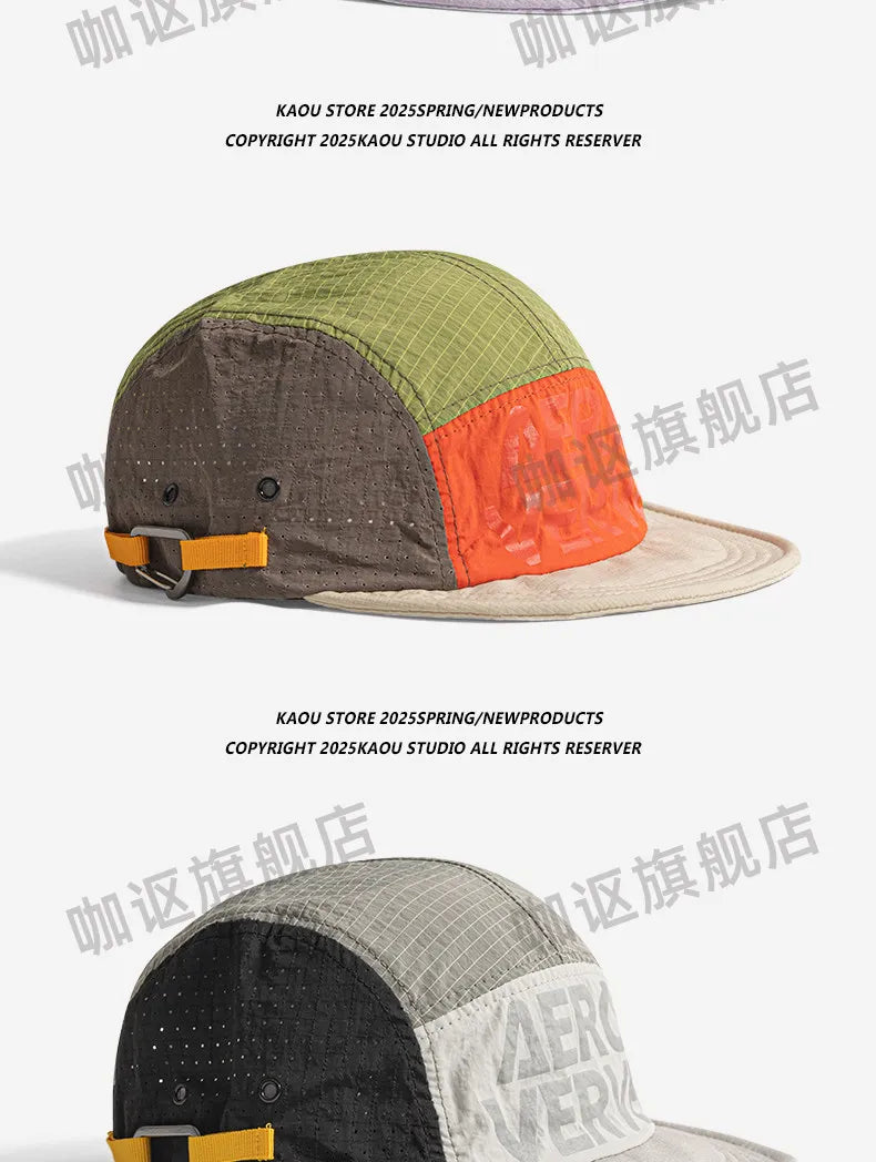 Japanese Retro Color Matching 5-panel Baseball Caps for Men Summer Outdoor Camping Leisure Sun Protection Niche Women's Hats