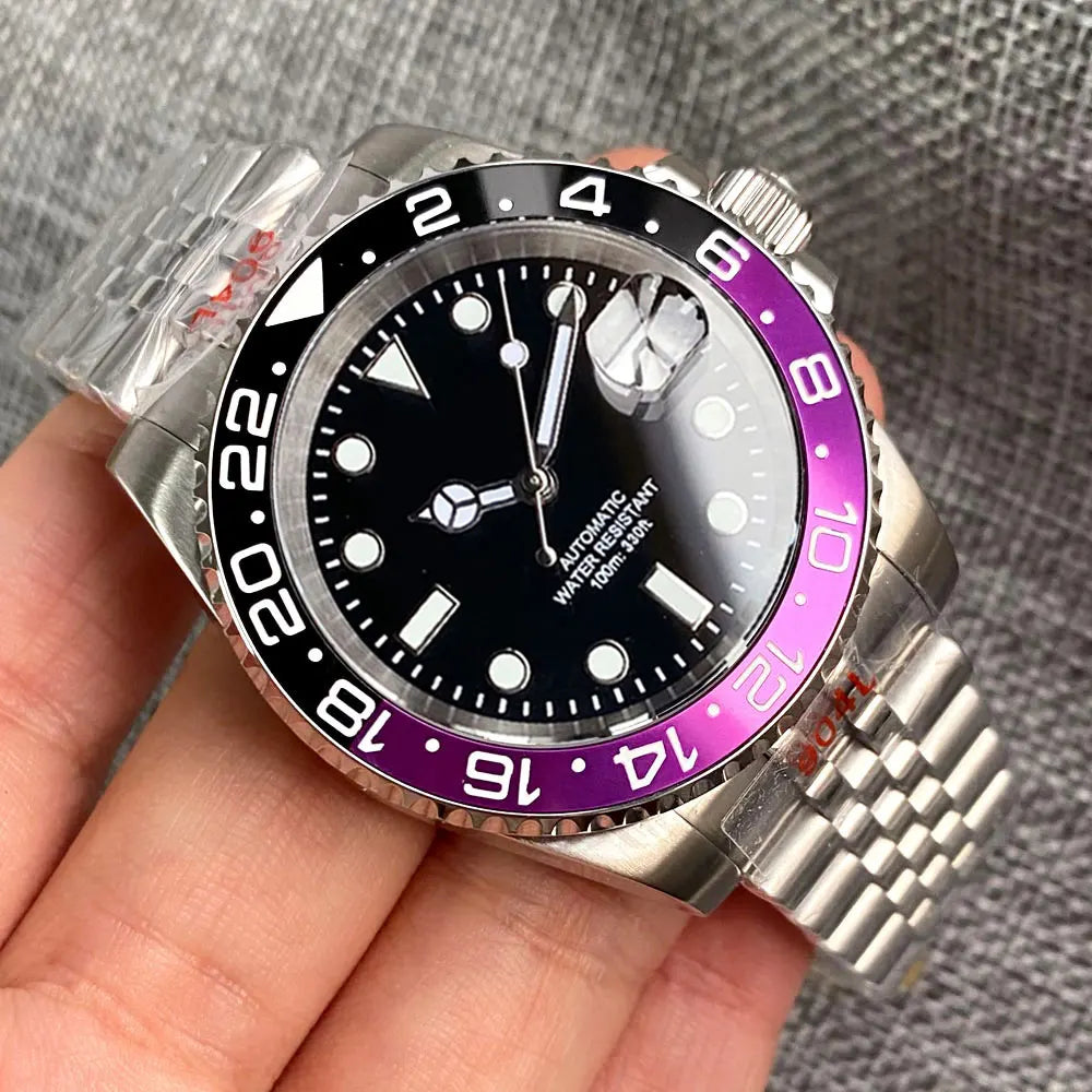 Orologio da uomo automatico 200m impermeabile Miyota8215, orologio subacqueo 40mm con movimento meccanico, luminoso, cinturino Jubilee e fibbia Glide Lock