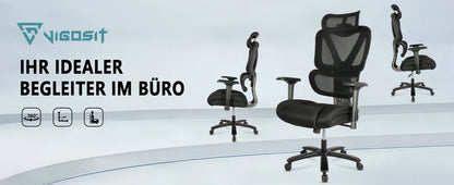 Desk Chair Ergonomic Office Chair with 135° Recline, 3D Breathable Nylon Net, Adjustable Neck & Lumbar Support, B
