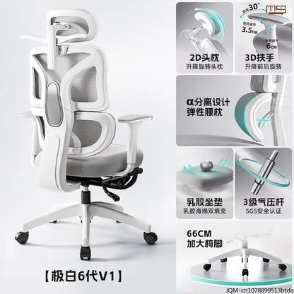 Sedia da studio ergonomica e confortevole, supporto lombare per lunghi periodi da seduti, sedia regolabile in altezza, sedia da ufficio girevole per computer a casa