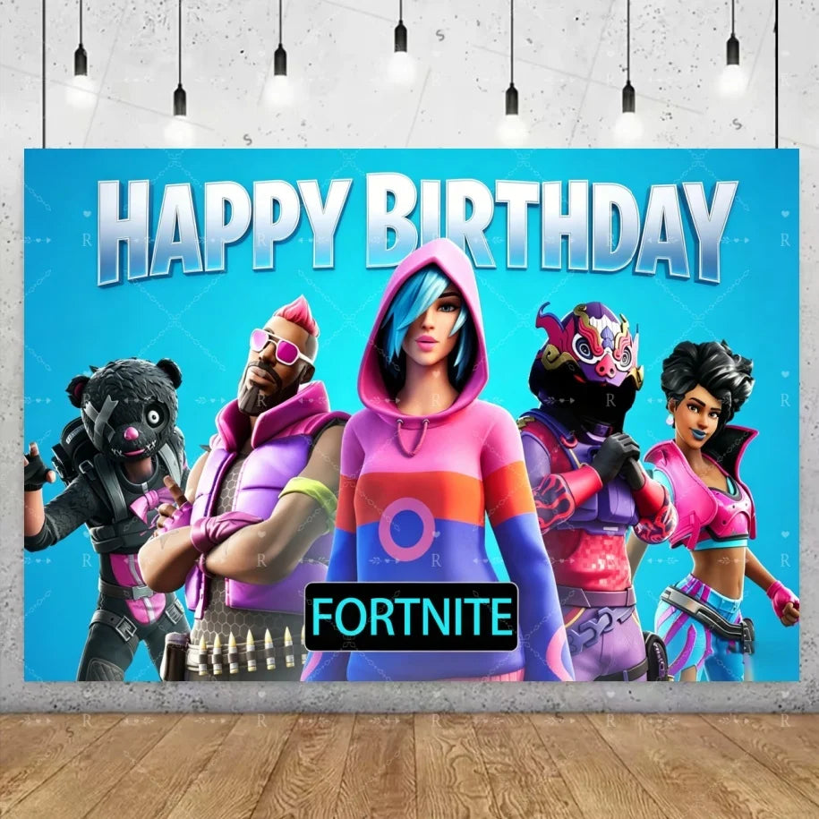 Fortnite Game Theme Birthday Party Decoration Background Fortnite Gamer Banner Boys Girls Photography Supplies Backdrop Kid Gift