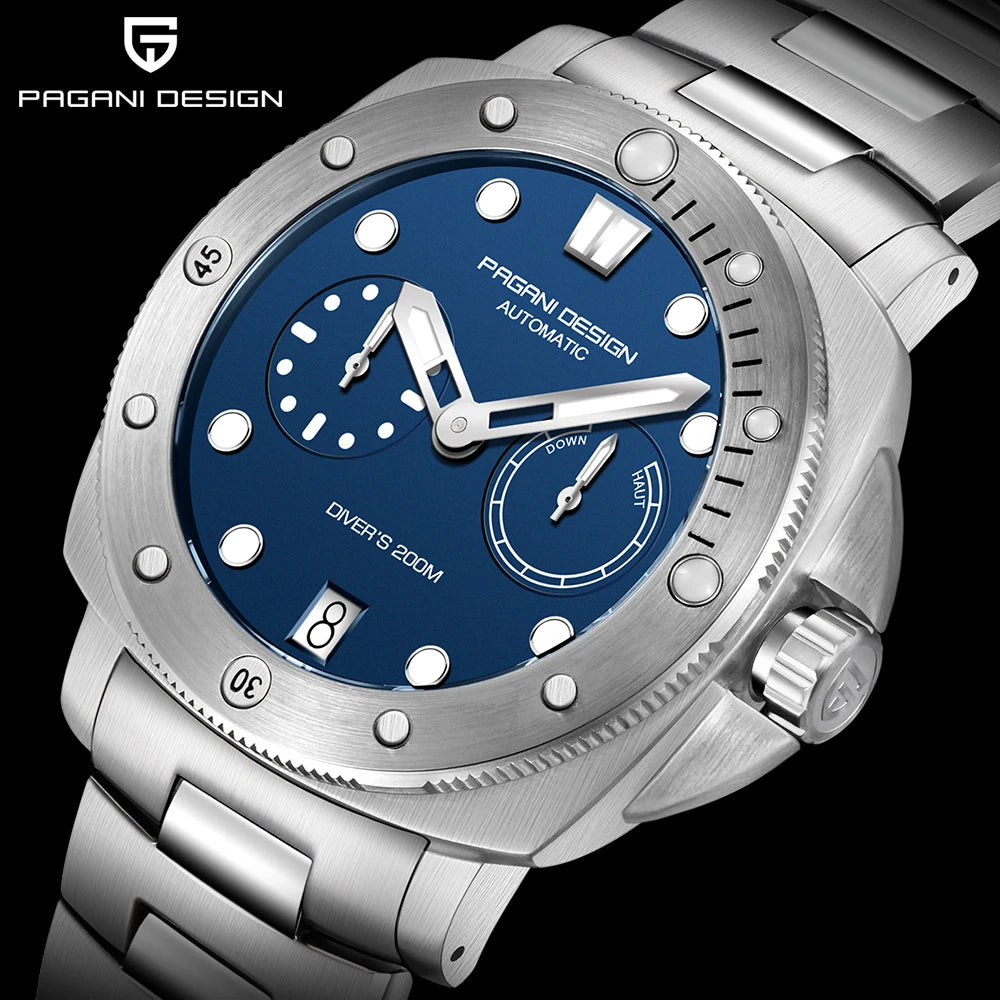 PAGANI DESIGN Men's Watches New Diver Automatic Mechanical Watch Sapphire Stainless Steel Sport 20 Bar Clock