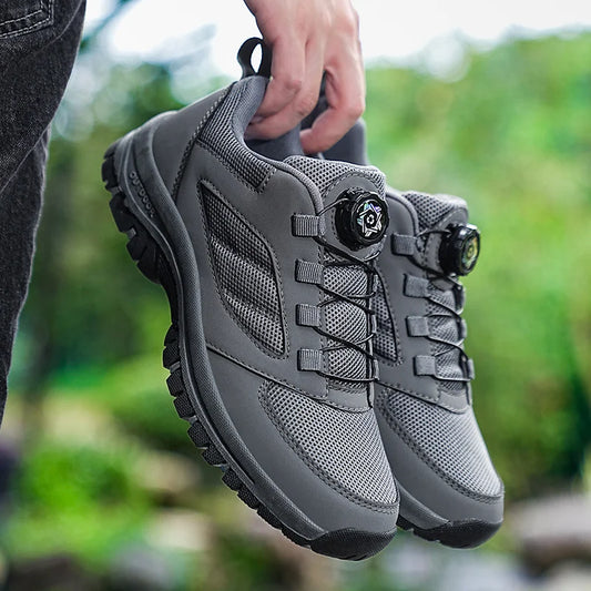 Men's Spring and Autumn Outdoor Sports Shoes with Rotating Buckle, Convenient Comfortable Anti-Slip Hiking Shoes, Large Size 39-48