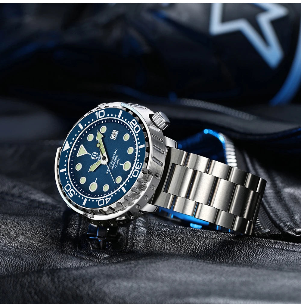 QINGXIYA Mens Watches Fashion Waterproof Luminous Date Rotating Dial High Quality Stainless Steel Luxury Brand Men Quartz Watch