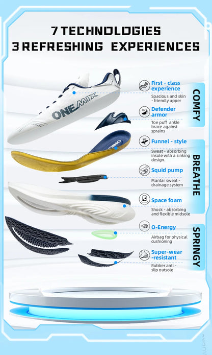 ONEMIX Nieuwe jogging- en hardloopschoenen voor dames en heren, lichte sneakers, wegschoenen, slijtvaste modieuze sportschoenen, fitnessschoenen