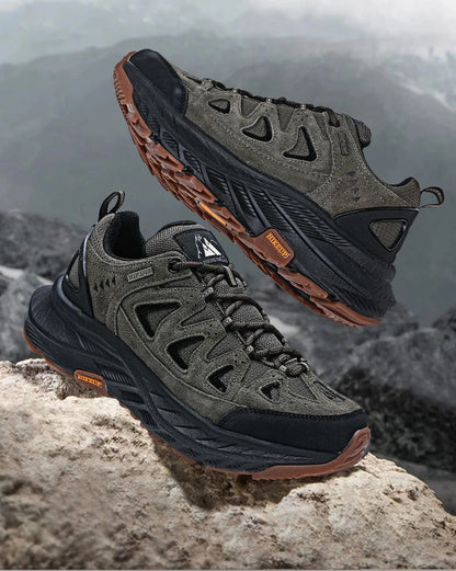 ‌Hikeup Men's Outdoor Hiking Shoes Lightweight Energy Return Trekking Walking Sports Shoes with Strong Grip & Support