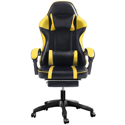 Ergonomic Gaming Chair with Footrest, High-Back Video Game Chair Computer Chair, Office Chair with Headrest and Lumbar, PU Leather