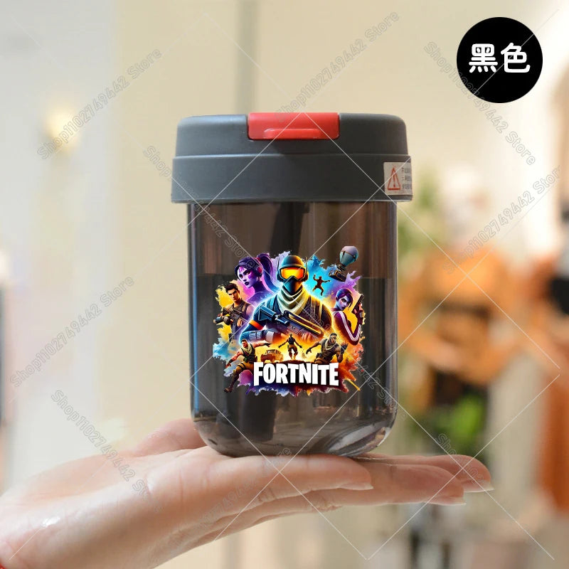 Game Fortnites Mini Straw Cups School Student Plastic Water Bottle Children Leak-proof Coffice Milk Cups Travel Outdoor Office