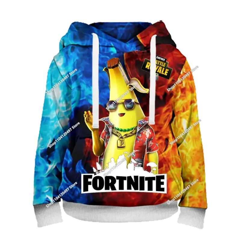 Суитшъри с качулка за момчета и момичета Fortnite, детски пуловер с 3D принт, суитшъри Battle Royale за мъже, есенна модна детска дреха