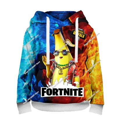 Суитшъри с качулка за момчета и момичета Fortnite, детски пуловер с 3D принт, суитшъри Battle Royale за мъже, есенна модна детска дреха