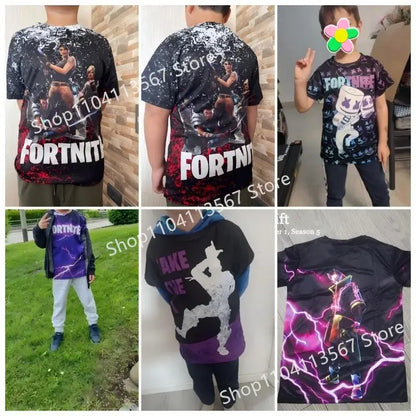 Fortnite Boys T-shirt Kids Tops Summer Children Clothes 3D Funny Battle Royale Game Graphics T-Shirt Toddler Girls Top Tee