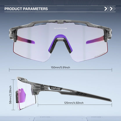 Kapvoe Outdoor Photochromic Bicycle Sports Glasses Men Women Road Cycling Sunglasses UV400 MTB Cycling Eyewea Driving Goggles