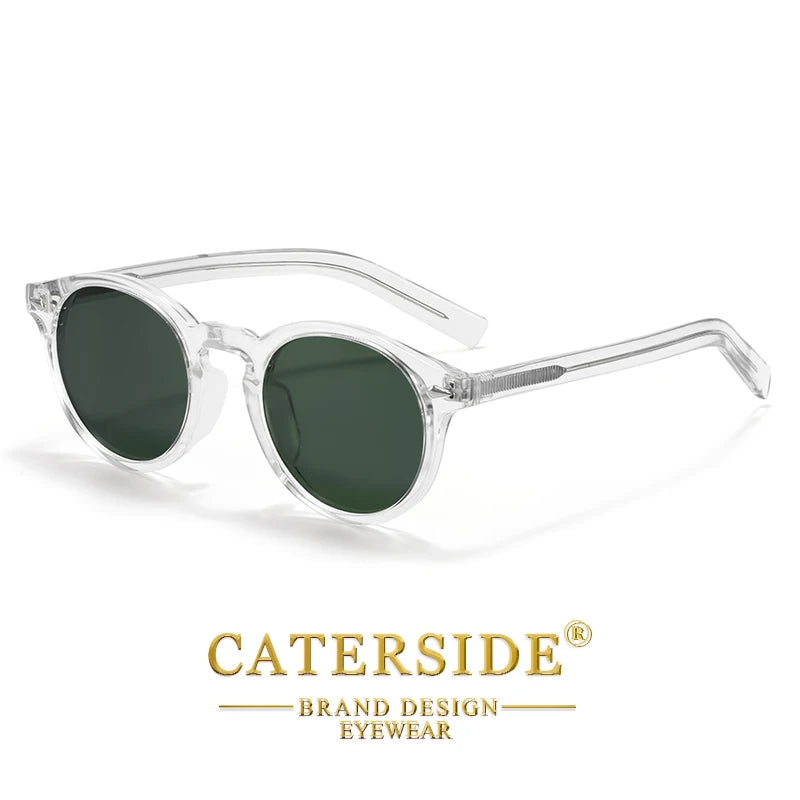 CATERSIDE Fashion Men's Polarized Sunglasses Round Tr-90 Frame TAC Lens Sun Glasses Women's Travel Outdoor Party Glasses