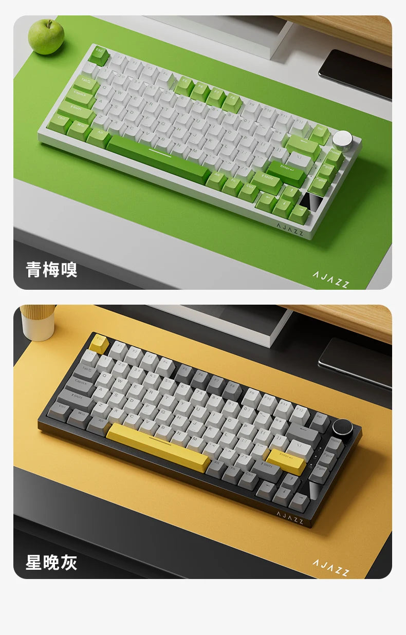 AJAZZ AK820 Pro Gaming Mechanical Keyboard 75% Wireless Bluetooth RGB Hot-Swappable Mechanical Keyboard with Volume Knob for PC, Mac & Laptop